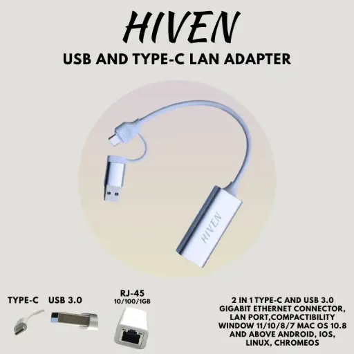 [hubs] USB 3.0 + Type-C to RJ45 Gigabit Ethernet Adapter I 10/100/1000 MBPS Network LAN Speed 